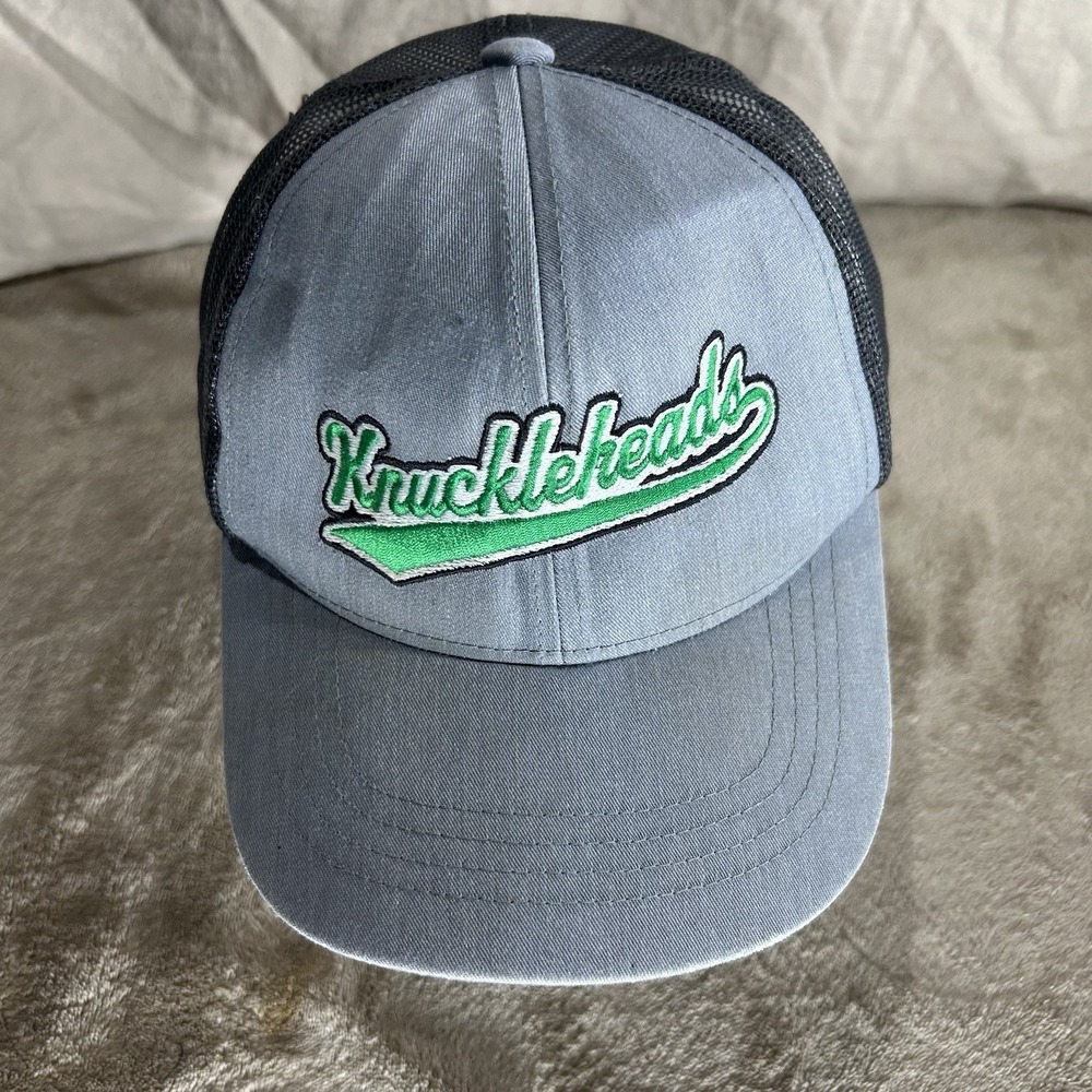 Youth Pacific Headwear "Knuckleheads" Trucker Hat - Grey/Black Mesh Back Cap